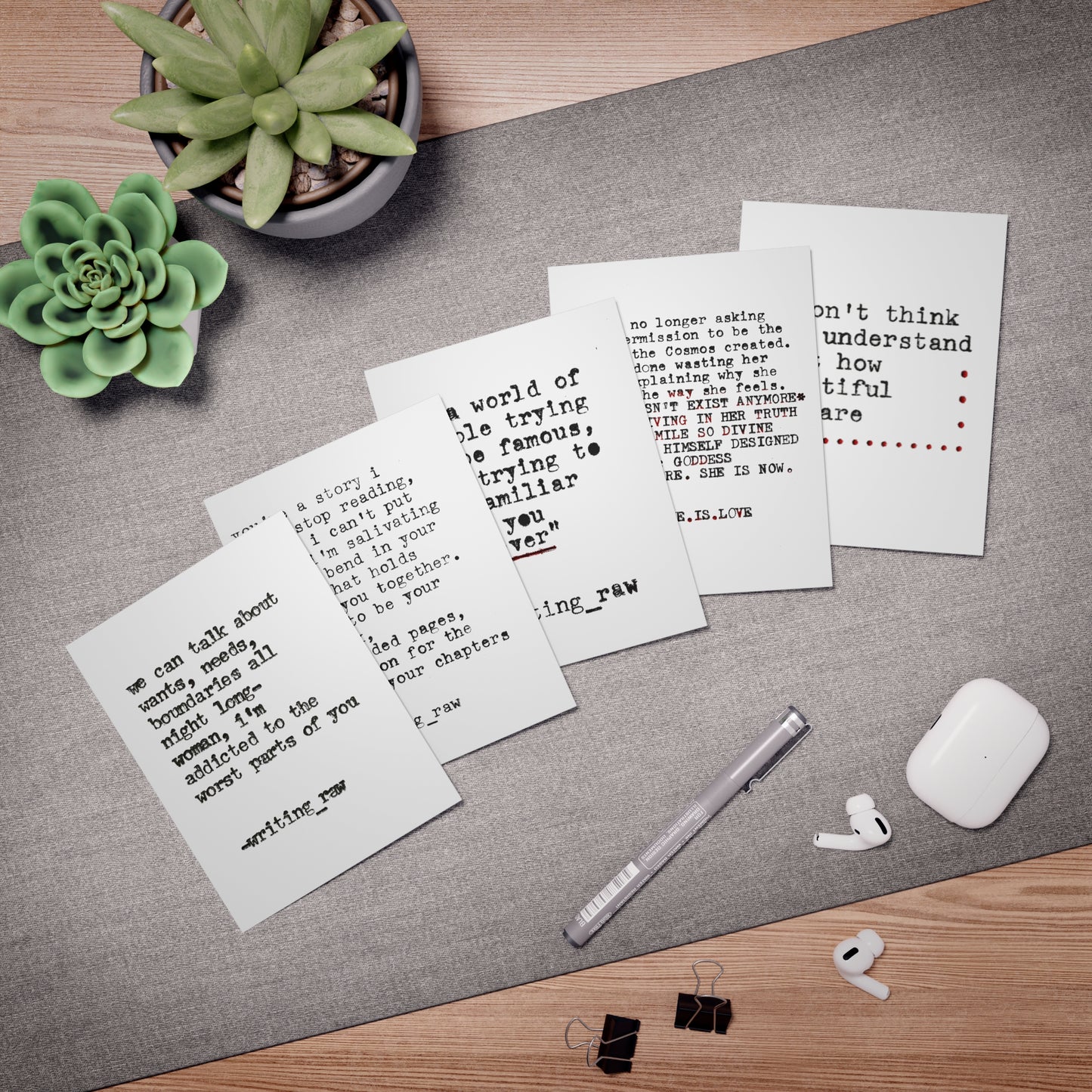 Writing Raw Greeting Cards (5-Pack)