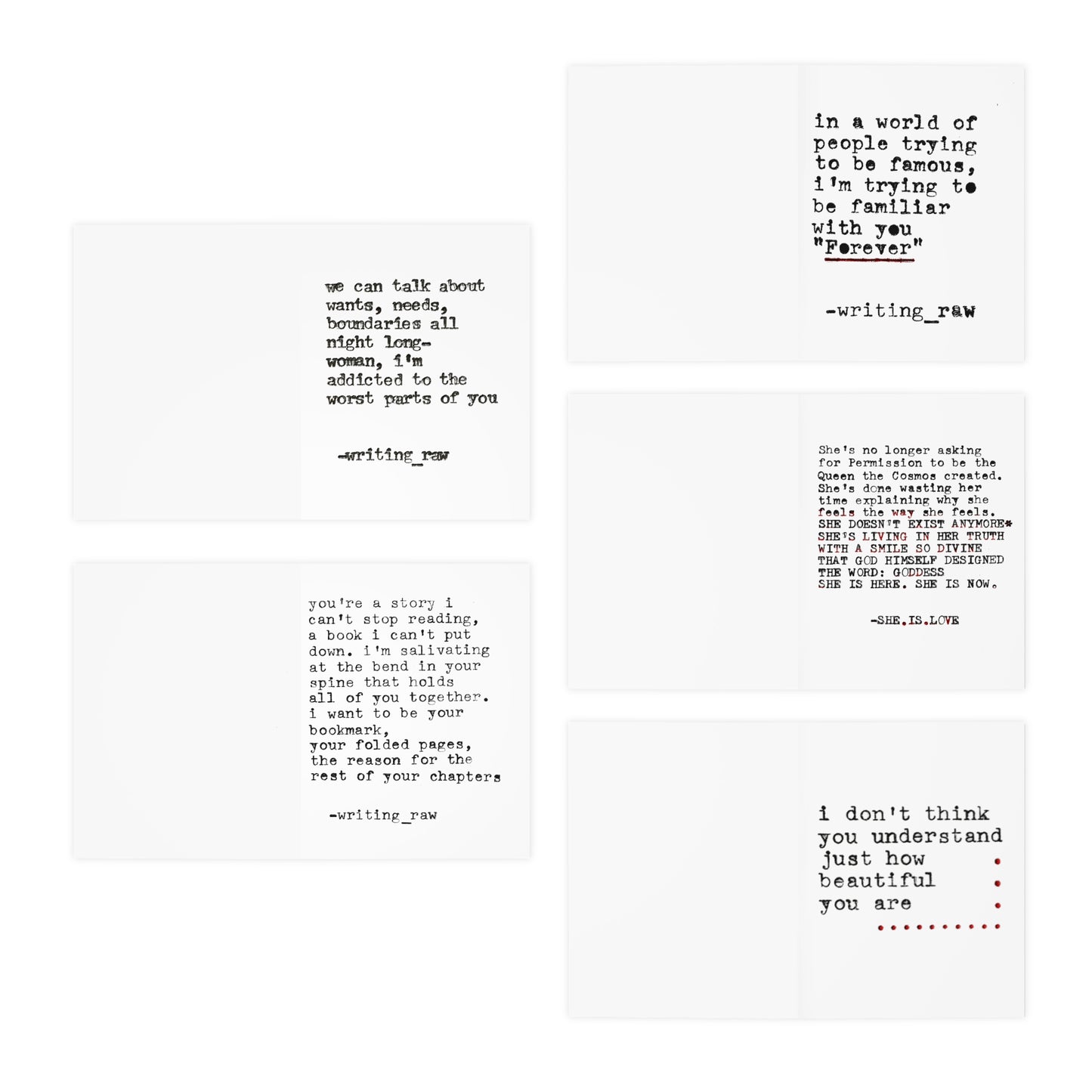 Writing Raw Greeting Cards (5-Pack)